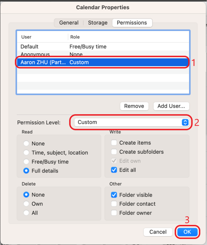 How To Share Calendar Permissions For Outlook On Mac EN